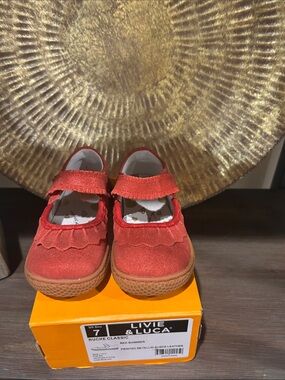 Livie & Luca Red Kids' Mary Jane Shoes with Ruffle Strap size 7 NWT & box